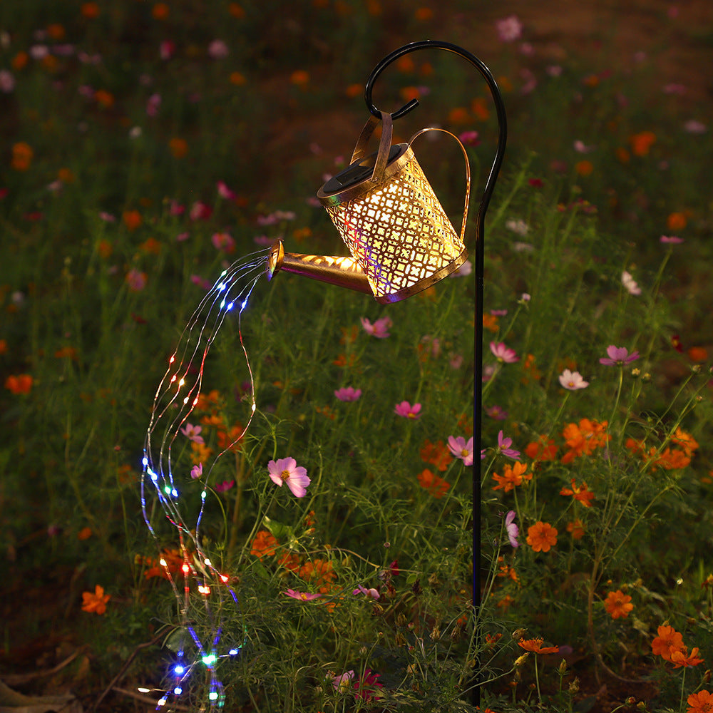 Solar Powered Flowing Water Kettle Light for Garden Decoration