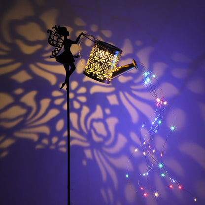 Solar Powered Flowing Water Kettle Light for Garden Decoration