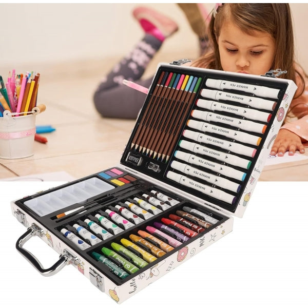 Complete Children's Art Kit with Pencils, Watercolors, and Brushes