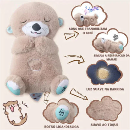 Interactive Plush Toy with Light and Music - Grey Otter