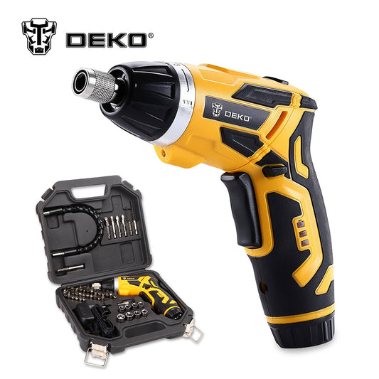 DEKO GCD3.6DKB Electric Screwdriver Cordless 4V Household Rechargeable Screwdriver with Twistable Handle & 45 Piece Accessories