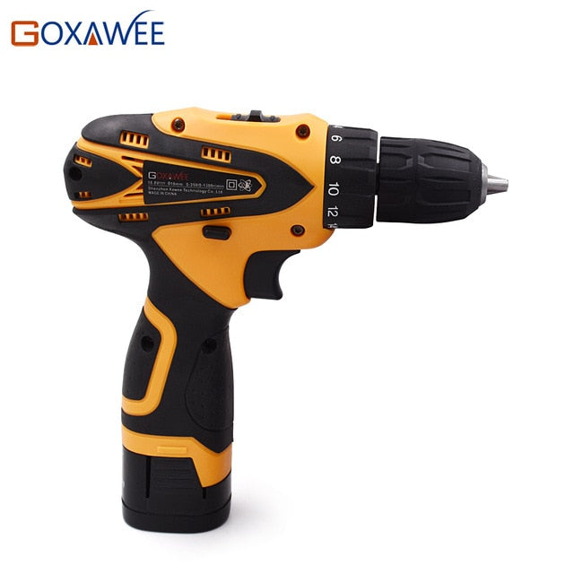 GOXAWEE 21V/12V/16.8V Electric Screwdriver Cordless With 2 Lithium Batteries Rechargeable Mini Drill 2-Speed Wireless Power Tool