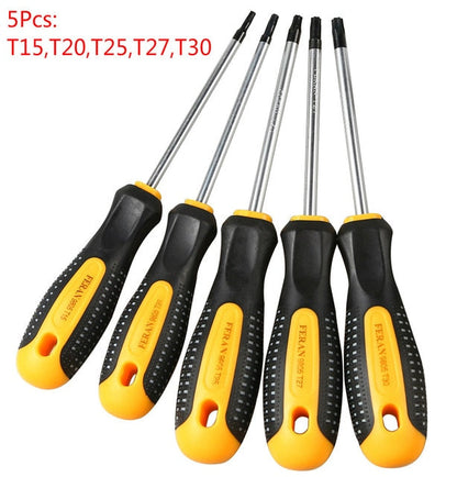 1Set Cr-V Torx Screwdriver Set with Hole Magnetic T5-T30 Screw Driver Set Kit for Telephone Repair Hand Tool Set