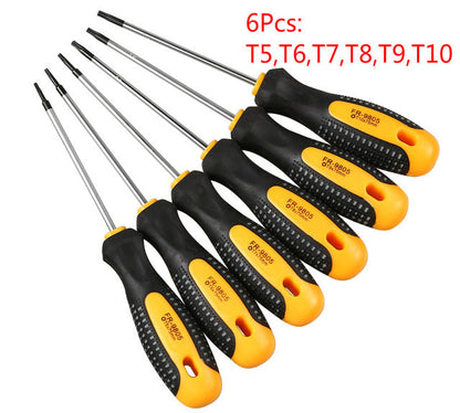 1Set Cr-V Torx Screwdriver Set with Hole Magnetic T5-T30 Screw Driver Set Kit for Telephone Repair Hand Tool Set